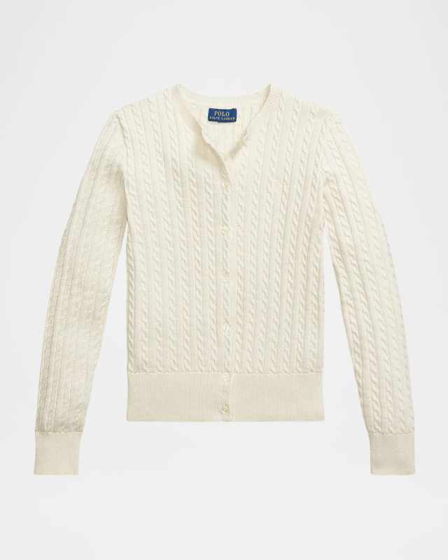 Girl's Metallic Mini-Cable Cardigan, Size S-XL